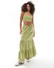 Wednesday's Girl Wednesday's Girl striped tiered maxi skirt in green - part of a set - 1