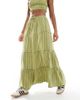 Wednesday's Girl Wednesday's Girl striped tiered maxi skirt in green - part of a set - 2