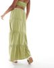Wednesday's Girl Wednesday's Girl striped tiered maxi skirt in green - part of a set - 4