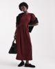 Wednesday's Girl Wednesday's Girl textured plaid puff sleeve midaxi dress in red - 1