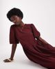Wednesday's Girl Wednesday's Girl textured plaid puff sleeve midaxi dress in red - 3