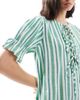 Wednesday's Girl Wednesday's Girl tie detail striped mini dress in green - 2
