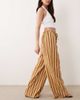 Wednesday's Girl Wednesday's Girl tie detail wide leg pants in green brown stripes - 1