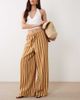 Wednesday's Girl Wednesday's Girl tie detail wide leg pants in green brown stripes - 2