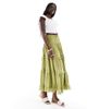 Wednesday's Girl Wednesday's Girl tiered ruffle midaxi boho skirt in green - 1