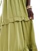Wednesday's Girl Wednesday's Girl tiered ruffle midaxi boho skirt in green - 2