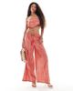 Wednesday's Girl Wednesday's Girl tile print wide leg beach pants in red - 1