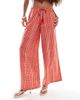 Wednesday's Girl Wednesday's Girl tile print wide leg beach pants in red - 4