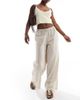 Wednesday's Girl Wednesday's Girl wide leg striped linen mix pants in beige-Neutral - 1