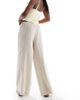 Wednesday's Girl Wednesday's Girl wide leg striped linen mix pants in beige-Neutral - 2