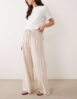 Wednesday's Girl Wednesday's Girl wide leg striped pants in beige-Green