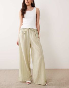 Wednesday's Girl Wednesdays Girl wide leg striped pants in green