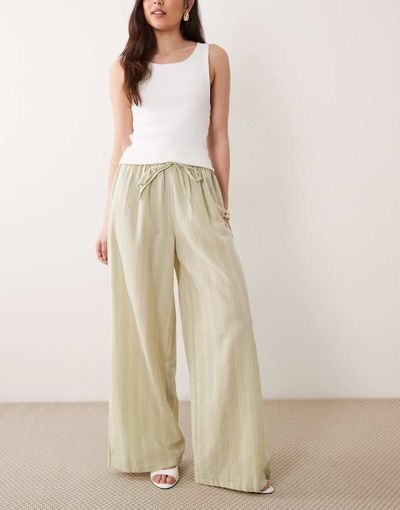 Wednesday's Girl Wednesdays Girl wide leg striped pants in green