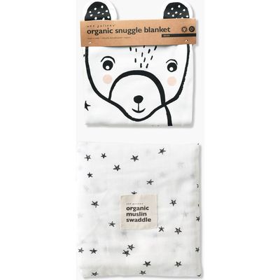 Wee Gallery Wee Gallery Stars Swaddle and Bear Snuggle Blanket Bundle 