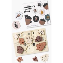 Wee Gallery Wee Gallery Woodland Memory Game and Counting Leaves Wooden Tray Puzzle  Bundle 