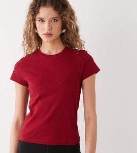 Weekday Weekday 90s baby tee in cherry exclusive to ASOS-Red