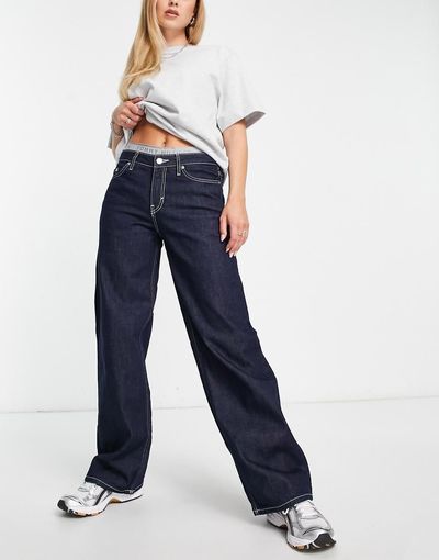 Weekday Weekday Ample low rise straight leg jeans in indigo-Blue