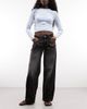 Weekday Weekday Ample low waist baggy fit jeans in black wash with hem whisker detail - 1