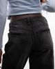 Weekday Weekday Ample low waist baggy fit jeans in black wash with hem whisker detail - 4