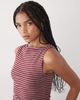 Weekday Weekday Annie boat neck tank top in red and gray stripe - 2