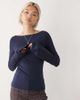 Weekday Weekday Annie super soft long sleeve boat neck top in dark navy - exclusive to ASOS - 1
