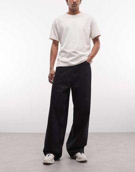 Weekday Weekday Astro PU back pocket jeans in washed black