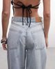 Weekday Weekday Astro Unisex low rise baggy fit jeans in light blue wash - 4