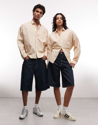 Weekday Weekday Astro Unisex low rise baggy fit jorts in blue rinse