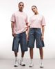 Weekday Weekday Astro Unisex low rise baggy fit jorts in faded blue wash - 1