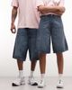 Weekday Weekday Astro Unisex low rise baggy fit jorts in faded blue wash - 2