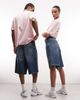 Weekday Weekday Astro Unisex low rise baggy fit jorts in faded blue wash - 4