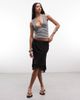Weekday Weekday asymmetric chiffon midi skirt with double layer in black - 1