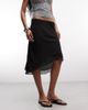 Weekday Weekday asymmetric chiffon midi skirt with double layer in black - 2