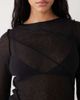 Weekday Weekday asymmetric long sleeve mesh top with seam detailling in black - 3