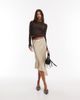 Weekday Weekday asymmetric satin skirt in beige-Blonde - 1