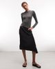 Weekday Weekday asymmetric satin skirt in black - 1