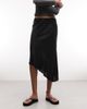 Weekday Weekday asymmetric satin skirt in black - 2