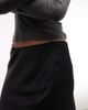 Weekday Weekday asymmetric satin skirt in black - 3