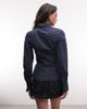 Weekday Weekday asymmetric shirt with slit detail in dark blue stripe - 4