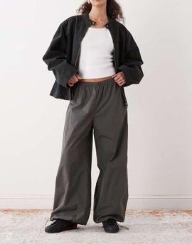 Weekday Weekday balloon track pants in dark gray