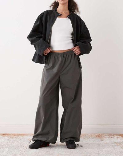 Weekday Weekday balloon track pants in dark gray