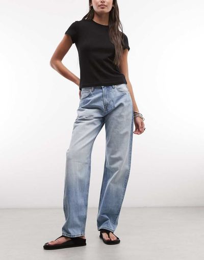 Weekday Weekday barrel leg jeans in light blue wash