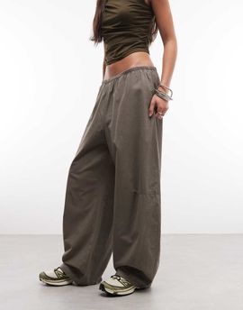 Weekday Weekday barrel parachute pants in mid gray