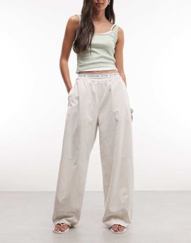 Weekday Weekday barrel parachute pants in off-white