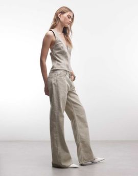 Weekday Weekday bootcut pants in dirty beige - part of a set-Blonde