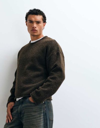 Weekday Weekday boxy fit sweater in dark brown melange