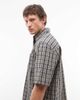 Weekday Weekday boxy oversized short sleeve shirt in navy and yellow plaid - 3