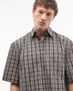Weekday Weekday boxy oversized short sleeve shirt in navy and yellow plaid - 4