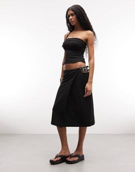 Weekday Weekday buckle midi skirt in black - part of a set