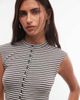 Weekday Weekday button front tank top in dark gray and beige stripe - 1